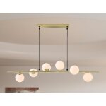 Lustre en mtal et verre 6 globes - l. 100 x p. 245 cm - dor brillant - inunta