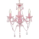 Lustre avec perles rose - vidaxl - 36x42 cm - m�tal et acrylique - 3 douilles e14 - ampoules non incluses ...