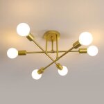 Lustre plafonnier industriel 6 lumières e27 Éclairage metal or retro pour salon cuisine chambre sans ... Lustre plafonnier industriel 6 lumières e27 Éclairage metal or retro pour salon cuisine chambre sans ...