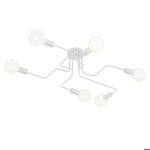 Lustre plafonnier industriel 6 lumi�res e27 �clairage de plafond en m�tal blanc pour salon cuisine salle ...