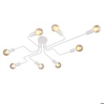 Lustre plafonnier industriel - smotop - 8x e27 - m�tal blanc - style r�tro contemporain