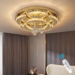 Lustre de salle � manger moderne en cristal k9 dor� - plafonnier led � lumi�re dimmable