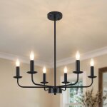 Lustre salon moderne industriel 6 lumires suspension noir pour salle  manger / cuisine / chambre conomie ...