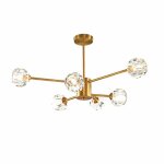 Lustre spoutnik moderne - tcpick - 6 lumi�res - laiton dor� - dimmable - douille e14 - m�tal - installation ...
