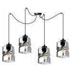 Lustre suspendu moderne - light - home - niki 2195 / 4 - m�tal noir - abat - jour verre r�glable