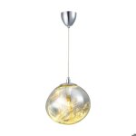 Lustre suspendu au plafond avec abat - jour en verre métallisé argenté design moderne douille e27 pour ... Lustre suspendu au plafond avec abat - jour en verre métallisé argenté design moderne douille e27 pour ...