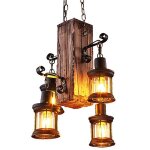 Lustre suspendue vintage - luminaire suspension � vent industriel - lustre en forme de bois - 4 * e26 ...