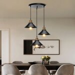 Lustre suspension 3 lampes en m�tal noir e27 �22cm abat - jour contemporain disque plafonnier lampe pour ...