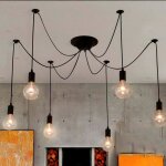 Lustre suspension - axhup - 6 t�te vintage r�tro - e27 - 6 ampoules - c�ble 150 cm ajustable