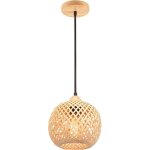 Lustre suspension - axhup - style boh�me - abat - jour bambou - culot e27 - vintage rustique
