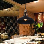 Lustre suspension - axhup - r�tro vintage industriel - abat - jour m�tal 27x125 cm - noir - douille e27 ...