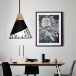 Lustre suspension industrielle - axhup - cage fer et bois - e27 - noir - c�ble r�glable 100 cm