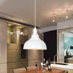 Lustre suspension industrielle - axhup - r�tro vintage - m�tal blanc - abat - jour 29x23. 5 cm - douille ...