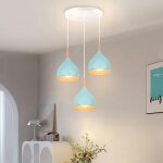 Lustre suspension rétro 3 lampes luminaire moderne plafonnier e27 métal bois pour restaurant Ø17cm (bleu ... Lustre suspension rétro 3 lampes luminaire moderne plafonnier e27 métal bois pour restaurant Ø17cm (bleu ...