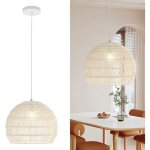 Lustre suspension vintage costway papier tress� en osier lustre boh�me avec hauteur suspendue r�glable ...