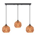 Lustre tiss rustique vintage tokius suspension luminaire e27 en mtal corde de papier marron noir - ...
