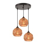 Lustre tiss� rustique vintage tokius suspension luminaire e27 en m�tal corde de papier marron noir - ...