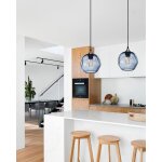 Lustre en verre moderne fait � la main lustre en verre bleu globe plafond suspendu luminaire restaurant ...