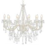 Lustre - vidaxl - perles - blanc - 12 ampoules e14