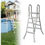 Lzq echelle de piscine en acier inoxydable 135 cm de hauteur avec 4 marches antid�rapantes escalier de ...