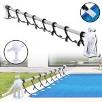 Lzq enrouleur de piscine mobile syst�me denroulement en aluminium incluant 8 sangles de fixation ajustable ...