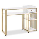 M mcombo bureau avec tiroirs table � ongles avec �tag�re table de manucure en bois structure m�tallique ...