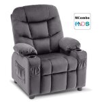 M mcombo kids 7355 fauteuil pour enfant et adolescent avec fonction inclinable velours gris fonc�