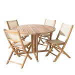 Macabane fun - salon de jardin en bois teck et textil�ne 4 / 6 personnes