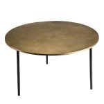 Macabane jonas - table basse ronde 80x80cm plateau aluminium dor pieds noirs