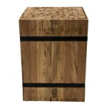 Macabane suzy - table dappoint carr�e s 34x34cm bois teck recycl� cercl�e m�tal noir