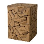 Macabane suzy - table dappoint marron carr�e 30x30cm mosa�que bois teck