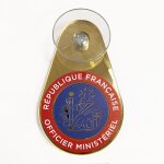 Macaron rpublique franaise officier ministriel - insigne dor huissier  ventouse - plaque pour pare ...