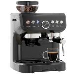 Machine  expresso - homcom - 1600w - moulin  grains buse vapeur pompe italienne 15 bars - rservoir ...