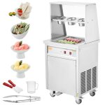Machine  glace roule 35x35x35 cm - vevor - plancha  glace roule commerciale en inox alimentaire - ...