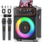 Machine karaoke portable s68 avec 2 micros sans fil et lumi�res led - syst�me pa complet