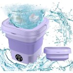 Machine  laver portable - machine  laver - 8l - 10w - violet - 3 modes - mini laveuse pliable - parfaite ...