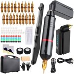 Machine � tatouer sans fil avec batterie de 1500 mah 20 aiguilles de tatouage et �tui de transport pour ...