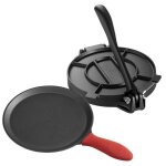 Machine � tortillas et rotis en fonte - duoku - presse � p�te durable - avec 100 feuilles de papier sulfuris� ...