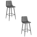 Madame meuble lot de 2 tabourets de bar pozza design ergonomique velours gris fonc