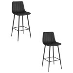 Madame meuble lot de 2 tabourets de bar pozza design ergonomique velours noir