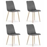 Madame meuble lot de 4 chaises de salle � manger avec assise et dossier tapiss� en velours pieds m�tal ...