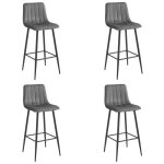 Madame meuble lot de 4 tabourets de bar pozza design ergonomique velours gris fonc