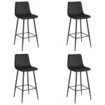 Madame meuble lot de 4 tabourets de bar pozza design ergonomique velours noir