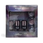 Magic studio cristaux noirs kit de nail art 6 vernis - autocollants diamant durabilit� & brillance