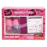 Magic studio pretty girls nail art set2 - kit de manucure avec 2 vernis 4 ml rose et violet autocollants ...