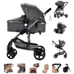 Magic zc - poussette bebe 3 en 1 - poussette pliable automatique en un clic poussette pour nouveau - ...