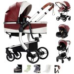 Magic zc - poussettes pu leather poussette de luxe poussette bebe 3 en 1 - poussette cosy voyage 0 a ...