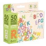 Magnets en bois - jeujura - jeujura - 50 lettres majuscules - beige - pour enfants de 3 � 8 ans
