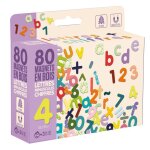 Magnets en bois - jeujura - jeujura - 80 lettres minuscules - chiffres et signes - mixte