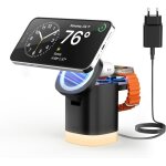 Magn�tique chargeur sans fil 3 en 1 pour iphone 16 / 15 / 14 / 13 / 12 s�rie pliable station de recharge ...